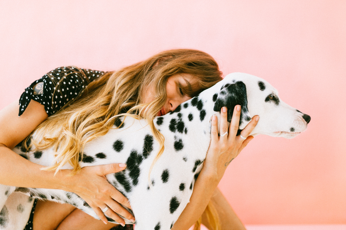 Author with her dalmatian